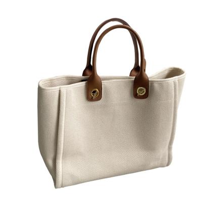 China Eco-Friendly French Canvas Shoulder Bag Handbag Simplicity New Tote Bag Large Capacity for sale