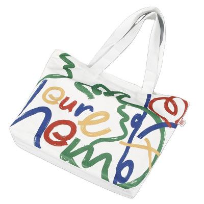 China Eco-friendly Fashion Canvas Folding Handbag Cotton Shopping Bag Color Print for sale