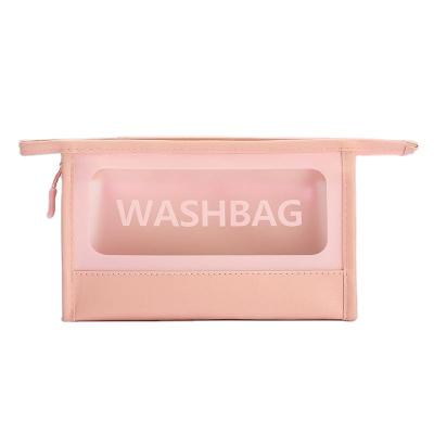 China Large Cute Transparent PU Storage Travel Cosmetic Female Portable Cosmetic Bag for sale