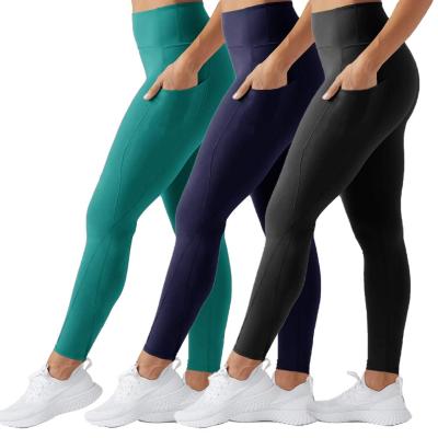 China Breathable Tummy Control Workout Fitness Women Running 4 Way Stretch Waist Yoga Pants High With Pockets for sale