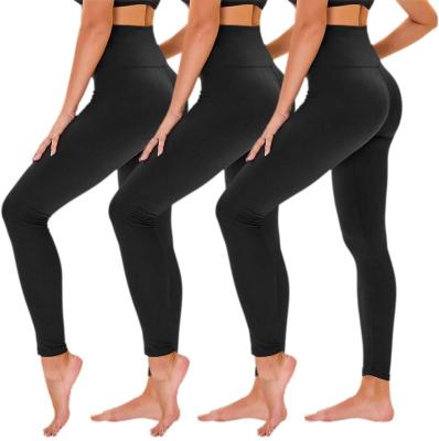 China Amazon Buttery Soft Comfy Black Polyester Spandex Yoga High Top Breathable Pants Plus Size Gaiters For Women for sale