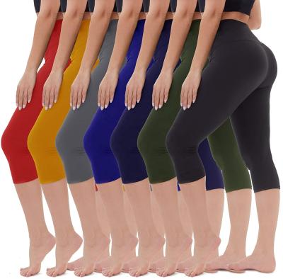 China High Waisted Capri Buttery Butter Belly Control Exercise Pants Gym Wear Slim Soft Breathable Yoga Gaiters For Women for sale