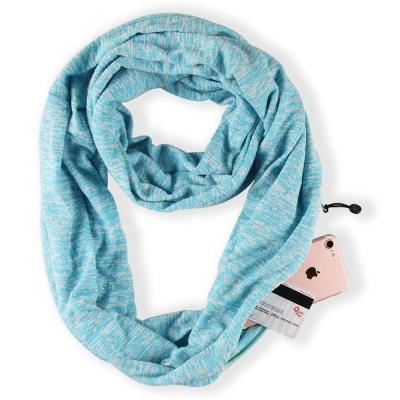 China Fashion Custom Knit Scarf With Pockets Hidden Infinity Scarf For Women Winter Various Colors Wholesale Each In Poly Bag for sale