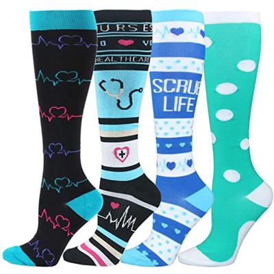 中国 Wholesale Custom Antibacterial Graduated Women Men Medical Compression Socks For Running Sports Nurse 販売のため