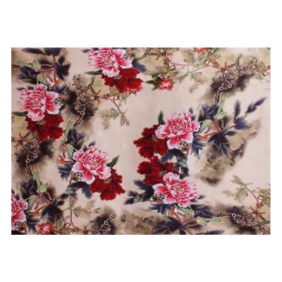 China New Inkjet Peony Flower Digital Soft Natural Spandex Shirt Dress Stretch Satin Fabric Silk Fabric for sale