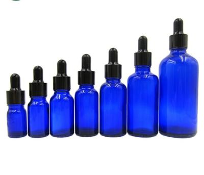 China 2022 Cosmetic 15ml 30ml 50ml 100m Blue Dropper Bottles Essential Oil Glass Bottles For Cosmetic Packaging for sale