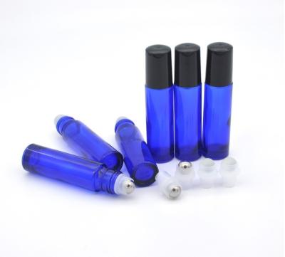 China Personal Care Custom Blue 10ml Roll On Glass Perfume Bottle With Roller for sale