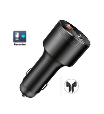 China New Design HD Noise Reduction Record Encryption 12/24V Dual USB Port Car Charger Voice Recorder 200mah for sale