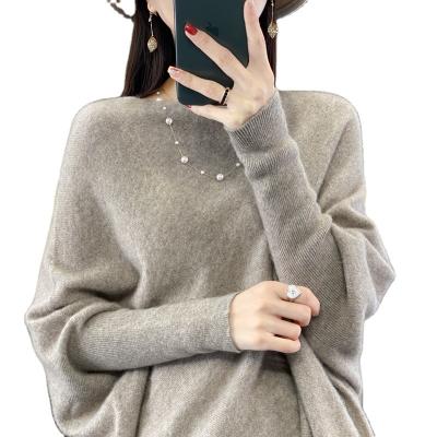 China 100% Pure Cashmere Round Neck Women's Long Sleeve Sweater Loose And Lazy Bat Sleeve Sweater Breathable A Line for sale