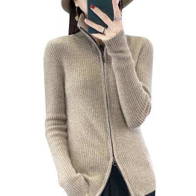 China Breathable. 100 Cashmere Knitted Cardigan Women's Autumn And Winter Sheer Sense Zipper Sweater Coat Popular This Year. for sale