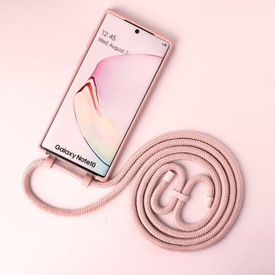 China Fashion Trendy Anti-fall Metal Parts Phone Necklace Phone Case Lanyard Candy For Iphone 11 Necklace Case for sale