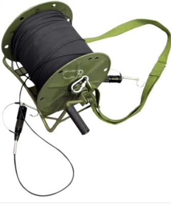 China Portable Military Telecommunication Tactical Fiber Optic Cable Reel With Back Belt for sale