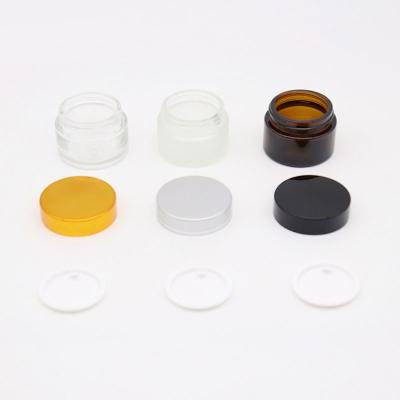 China Wholesale 20ml 1oz 2oz 30ml 30ml 50ml 60ml 100ml Skin Care Empty Cosmetic Cream Clear Frosted Amber Glass Jar With Metal Aluminum Lid for sale