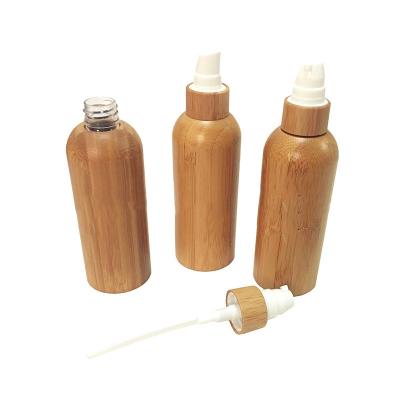 China Recyclable High-end Airless Bamboo Cosmetic Cap Perfume Spray Packaging Glass Bamboo Bottle Eco-friendly Spray BottleFor Cosmetic Packaging for sale