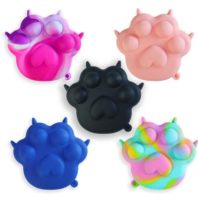 China High Quality Autism Silicone 3d Ball Kids Educational Sensory Colorful Bubble Cat Paw Fidget Toy Silicone Rainbow Push Pop for sale