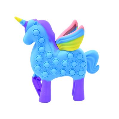 China Food Grade Silicone 3D Unicorn Pegasus Toys Fidget Toy Bubbles Snaps Squeeze Push Effort Finger Sensory Toy for sale