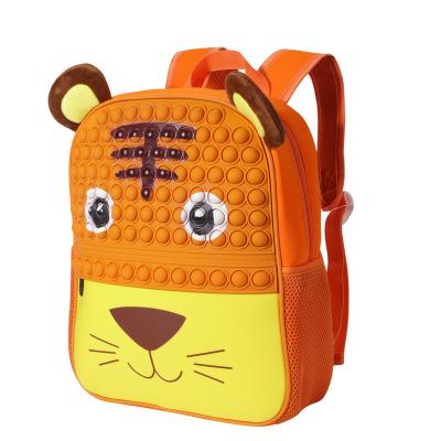 China Tiger Design Silicone Shoulder Bag Waterproof Silicone Cartoon Boobies Bookbags Jumping Push Bubbles Noise Backpack for sale