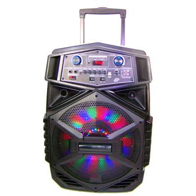 China Launch Promotional Single Karaoke Eight Inch Factory Price LED Flashing Light Portable Cart Speaker for sale