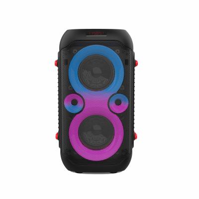 China New LED Flashing Light 4 Inch Loudspeaker Trolley Outdoor Speaker With Single Microphone Cable Handheld for sale