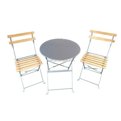 China Modern Outdoor 3 Piece Steel Folding Bistro Set, One Table With Two Chairs for sale