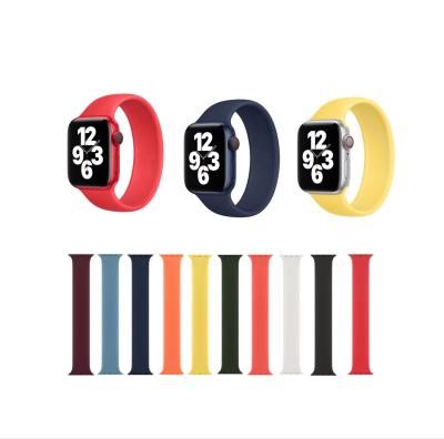 China Fashion Colorful Silicone Fanshion Elastic Band Solo Loop For Apple Watch 38mm 40mm 42mm 44mm for sale