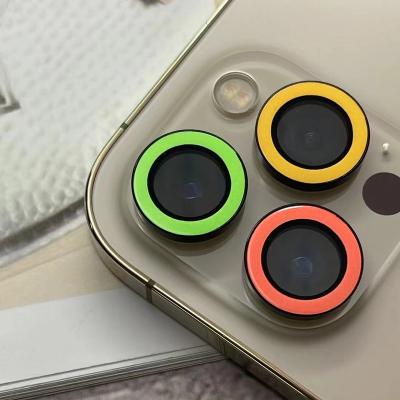 China 11 Ring Protector For Iphone 13 Pro Cell Phone Camera Luminous Tempered Glass Lens Max Protector for sale