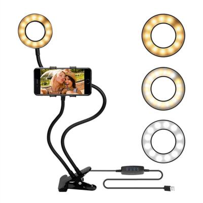 China Makeup Light 2 in 1 Led Selfie Ring Light With Phone Holder for Live Stream for sale