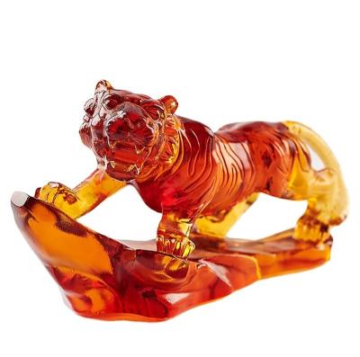 China Customizable Ancient Zodiac Religious Crystal Animal Figurines Tiger Unwaxing Firing Ornaments for sale