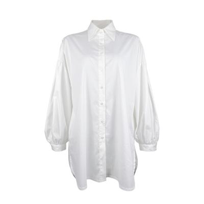 China Soft Professional Manufacturing Woven Woman Ladies Fashion Blouse Cheap White Casual Button Up Label Woven Shirts for sale