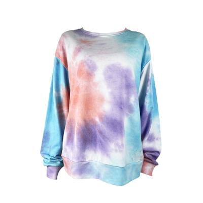 China 2021 Breathable Multi Color Rainbow Factory Manufacture Various Women Fashion 100% Cotton Knitted Girl Clothing Tie Dye Sweatshirt for sale