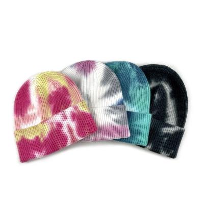 China Autumn Winter Acrylic Knit COMMON Tie Dye Unisex Cheap Hat Plain Beanies Fashion Solid Sport Striped OEM Style Piece Pattern Design for sale