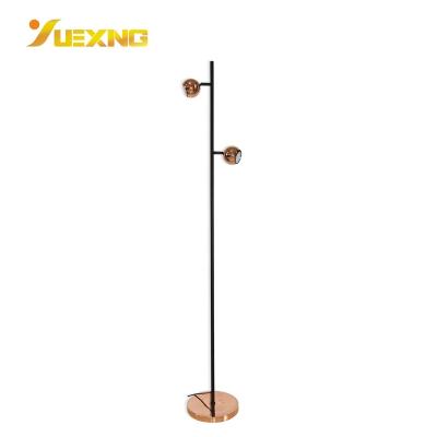 China New Modern Metal Hotel Decoration Floor Lamp With LED Bulb Copper Black Color Finished Floor Gu10 Stand Spot Light for sale