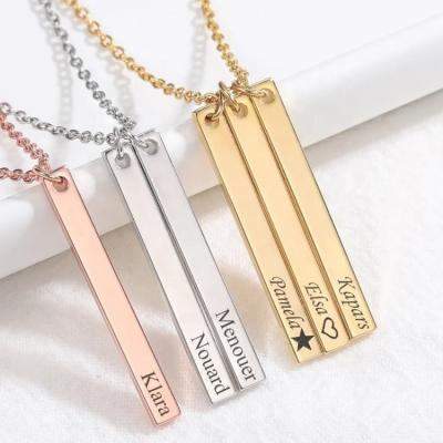 China Environmental Friendly 925 Silver Personalized Minimalist Name Necklace Vertical Bar Necklace Bar Necklace For Women for sale