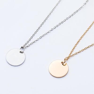 China Environmental Friendly Minimalist 925 Sterling Silver Gold White Engrave Letter Round Coin Pendant Necklace For Women for sale