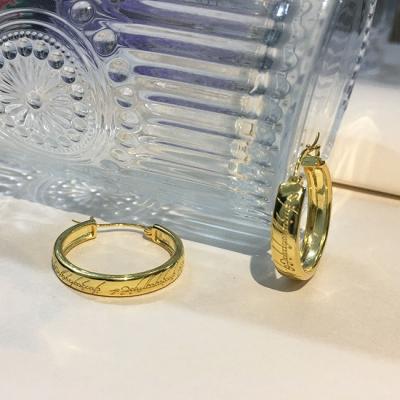 China Factory Environmental Friendly Wholesale Engraved Hoop Earrings Pixie Sterling Silver 925 Gold for sale