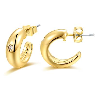 China CLASSIC Fashion 18k Gold Plated Circle 925 Sterling Silver Stud Earring For Women for sale