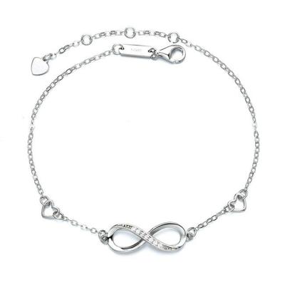 China TRENDY Fashion 925 Sterling Silver Infinity Shape CZ Anklet Foot Jewelry For Women Men for sale