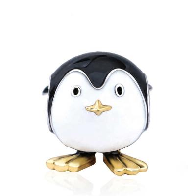 China Environmental Friendly 18k Gold And Rhodium Plating Sterling Silver Lovely Animal Penguin Charm Beads for sale