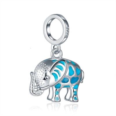 China Environmental Friendly 925 Sterling Silver Glowing In Dark Beads Elephant Animal Pendant Charms Fit European Bracelet for sale