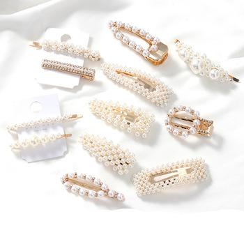 China New Fashion Soft Korean Style Different Shapes Full Beads Bobby Hair Clips For Girls Accessories for sale