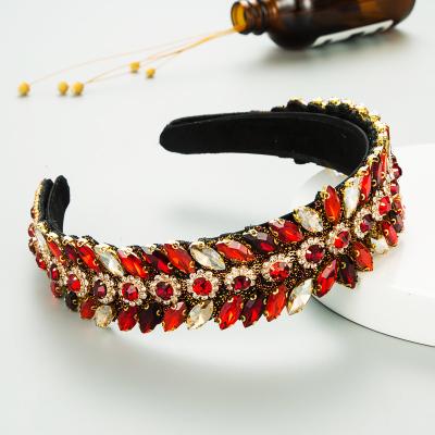 China Luxury Fabric Women Fashion Designed Headbands Party Show Rhinestone Crystal Headband for sale