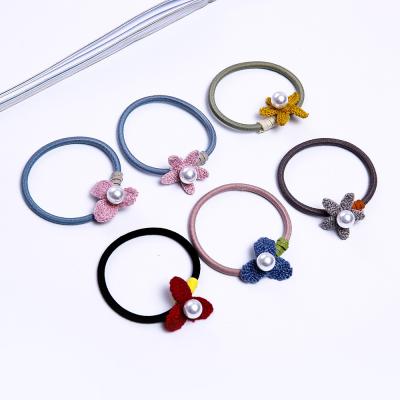 China Breathable Hot Selling Flower Hair Tie Elastic Rubber Elastic Band for sale