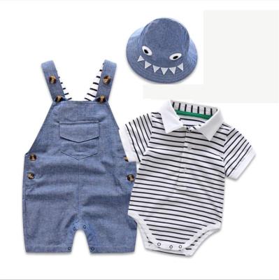 China ZHG131 Breathable Newborn Baby Clothes Cotton T-shirt With Denim Overalls Baby Boy Clothes Summer Kids Clothes for sale