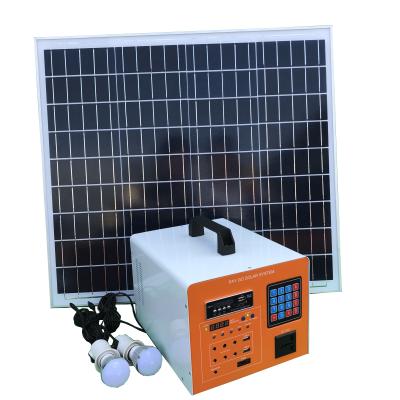 China Home Pay As You Go DC Home Solar Powered Lighting Power System Portable Kit 15W 30W 40W with FM Radio Torch Light DC Fan for sale