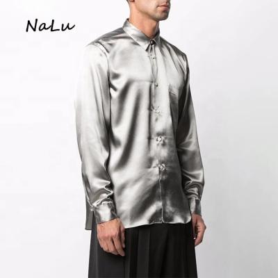 China Custom Made Luxury Long Sleeve Mens Satin Shirt for sale