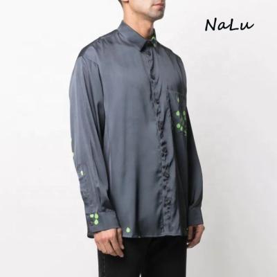 China Custom Made Luxury Long Sleeve Mens Satin Shirt for sale