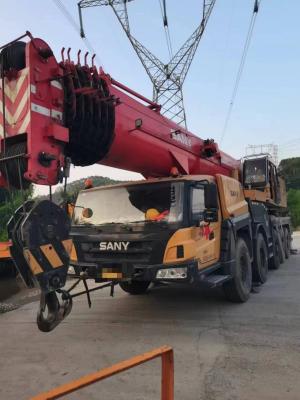 China Amarillo Sany totalmente hidráulico grúa móvil de 100 toneladas de segunda mano para todos los pavimentos en venta