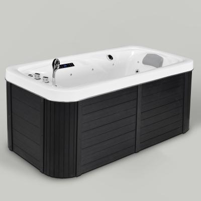 China Modern New Design Black Solid Outdoor Whirlpool Led One Person Corner Light Adult Rectangular Hot Tub for sale