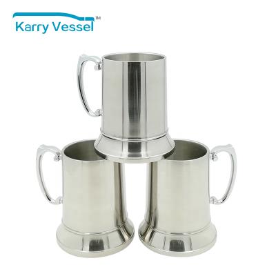 China Customized Viable Logo Wholesale Double Wall Stainless Steel Tankard Beer Mug With Handle for sale