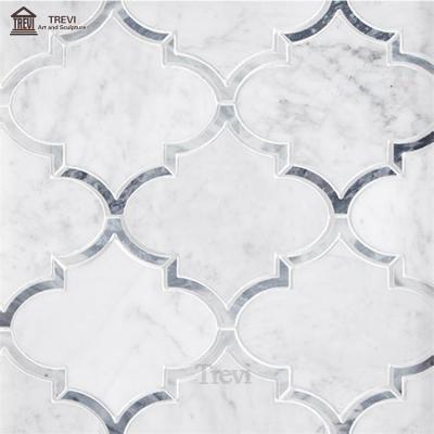 China Various Modern Designs Modern Good Prices Carrara White Water Jet Mosaic Tiles Marble Mosaic Tile for sale